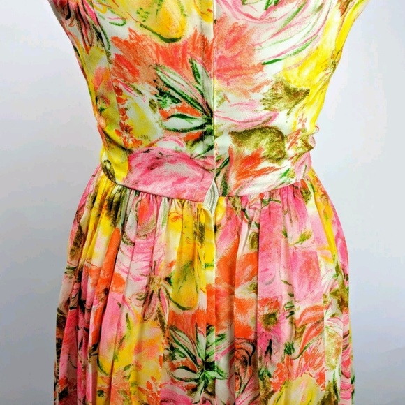 VINTAGE jr.theme 50s Floral Pleated Aline Dress - Picture 6 of 7
